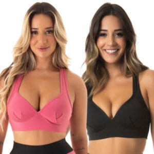 Kit 2 Tops Nadador Com Bojo Fitness Sutiãs Esportivos Roupas De Academia Feminino